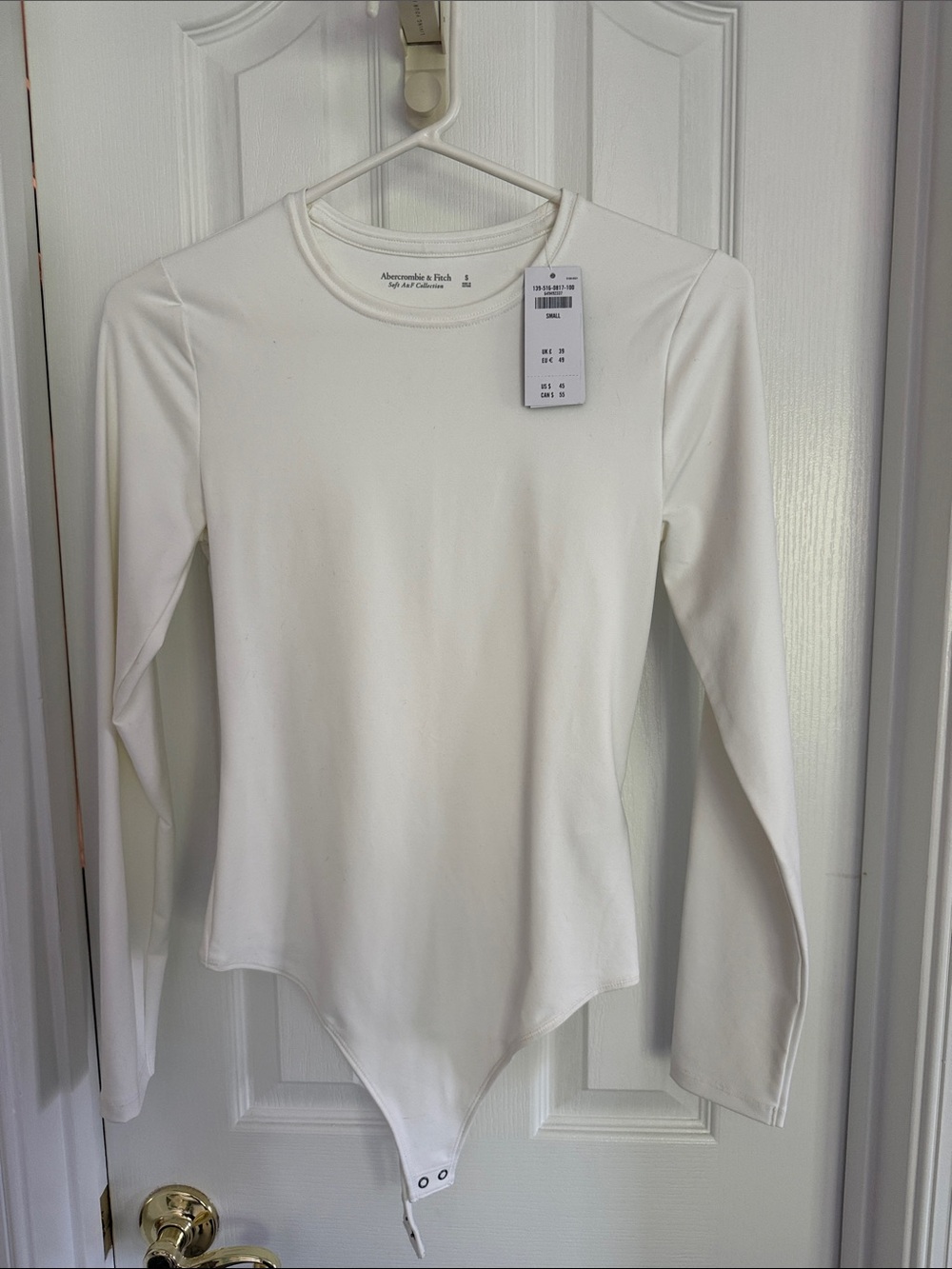 *New* Abercrombie & Fitch White Long-Sleeve Crewneck Bodysuit